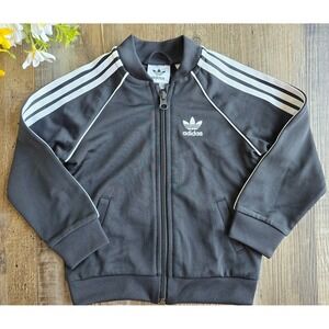Adidas Track Jacket Toddler Size 12-18M Black Superstar Full Zip Coat Athleisure